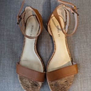 Brown cork wedge sandals